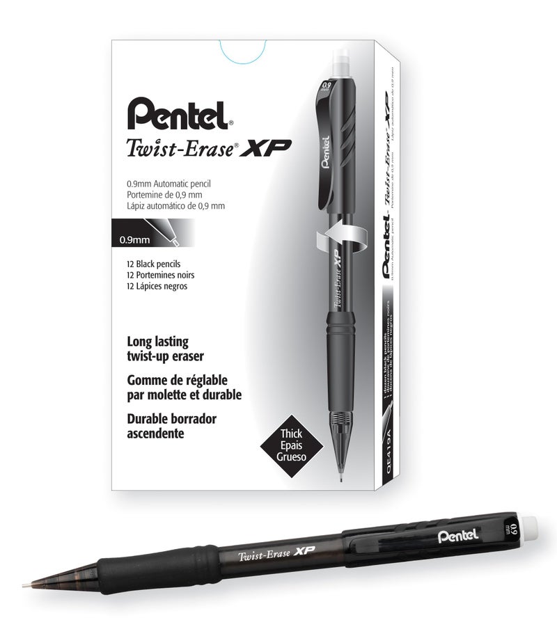 Pentel QE419A Twist-Erase Express Mechanical Pencil .9mm Black, Box of 1 Dozen - Image 1